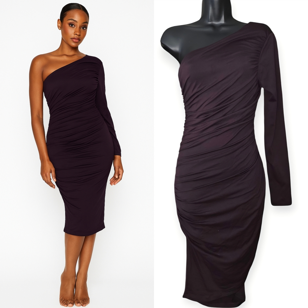 🧡Susana Monaco One-Shoulder Dress in Deep Purple☆